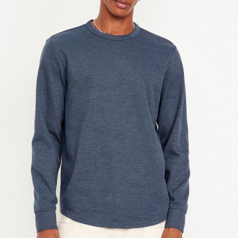 Old Navy Blue French Ribbed Long Sleeve T Shirt Mens Large - New